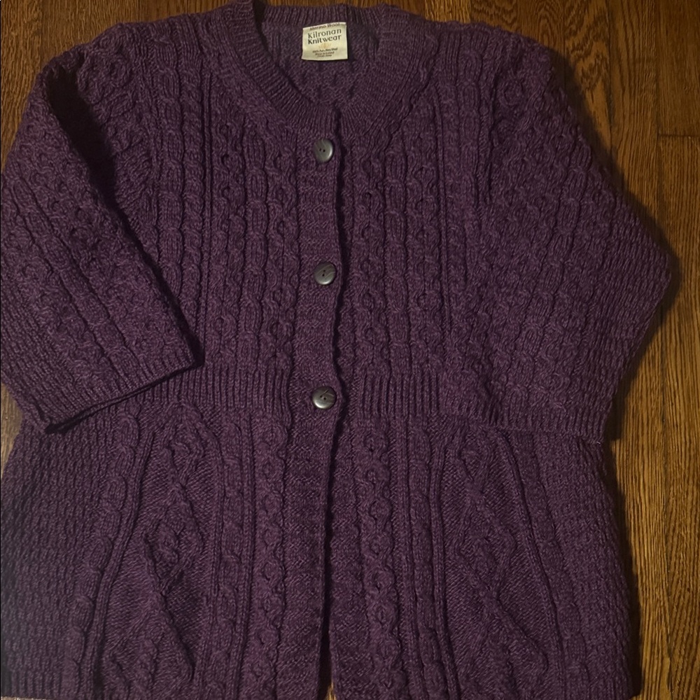 Knitworks Purple Cable wool Cardigan Sweater